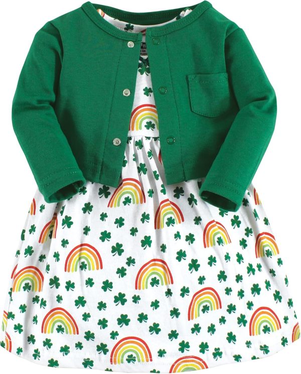Hudson Baby Baby Girls' Cotton Dress and Cardigan Set - Image 113