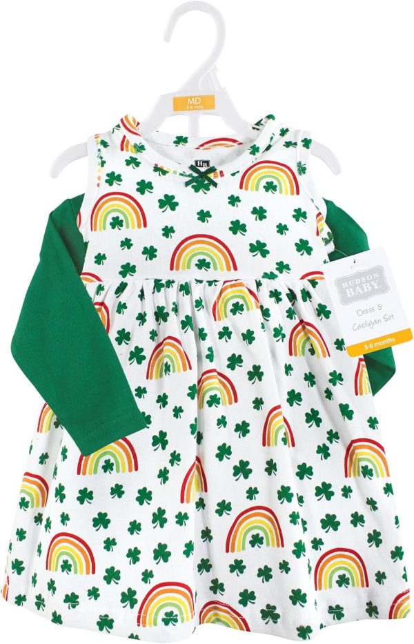 Hudson Baby Baby Girls' Cotton Dress and Cardigan Set - Image 114