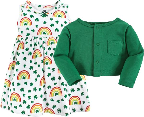 Hudson Baby Baby Girls' Cotton Dress and Cardigan Set - Image 115