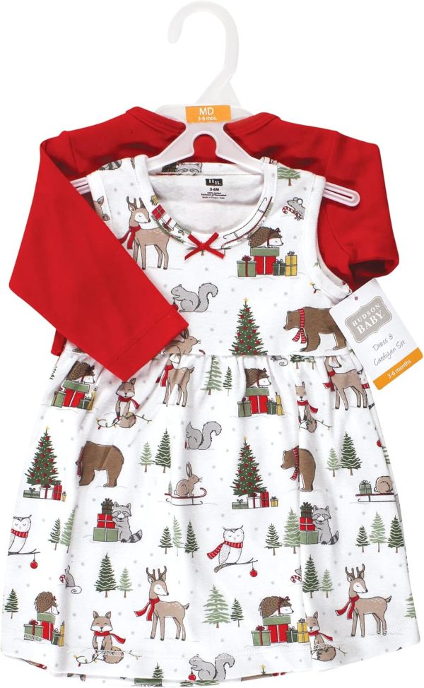 Hudson Baby Baby Girls' Cotton Dress and Cardigan Set - Image 119