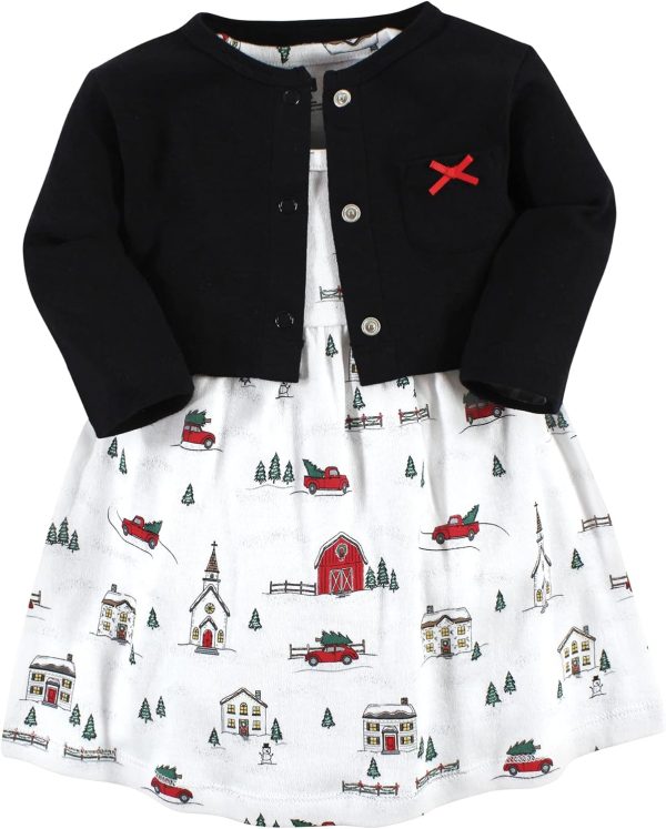 Hudson Baby Baby Girls' Cotton Dress and Cardigan Set - Image 124