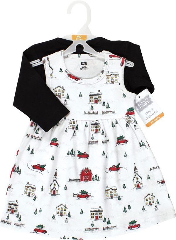 Hudson Baby Baby Girls' Cotton Dress and Cardigan Set - Image 125