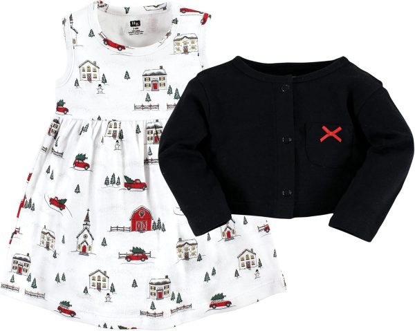Hudson Baby Baby Girls' Cotton Dress and Cardigan Set - Image 126