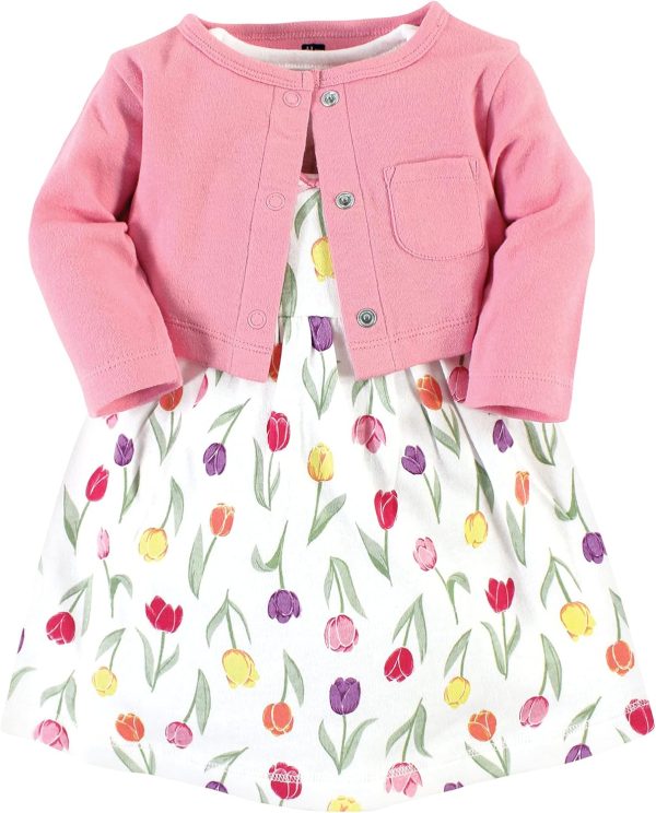 Hudson Baby Baby Girls' Cotton Dress and Cardigan Set - Image 129