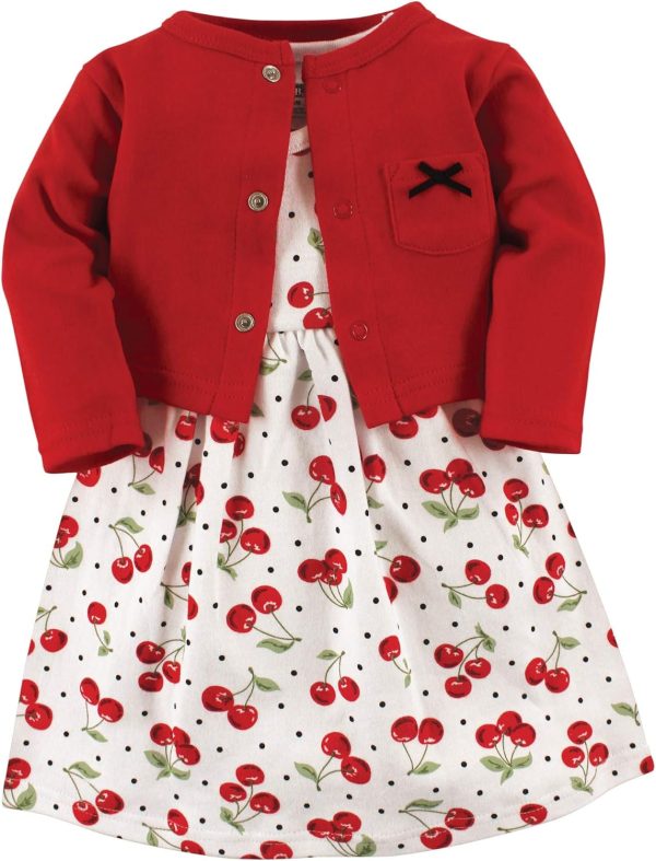 Hudson Baby Baby Girls' Cotton Dress and Cardigan Set - Image 131
