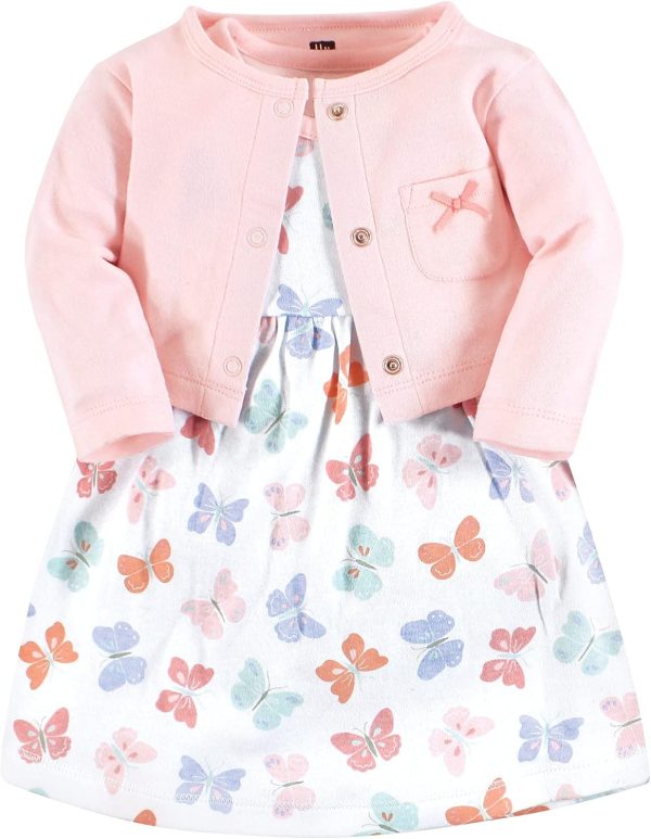 Hudson Baby Baby Girls' Cotton Dress and Cardigan Set - Image 132