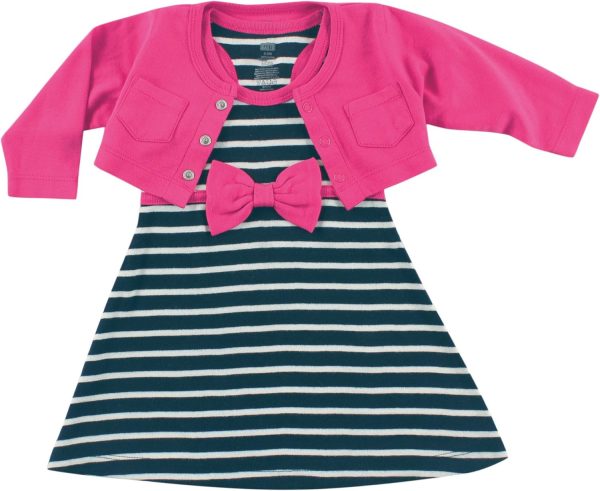 Hudson Baby Baby Girls' Cotton Dress and Cardigan Set - Image 137