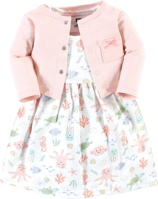 Hudson Baby Baby Girls' Cotton Dress and Cardigan Set - Image 139