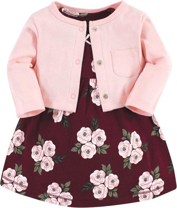 Hudson Baby Baby Girls' Cotton Dress and Cardigan Set - Image 144