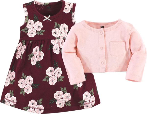 Hudson Baby Baby Girls' Cotton Dress and Cardigan Set - Image 146