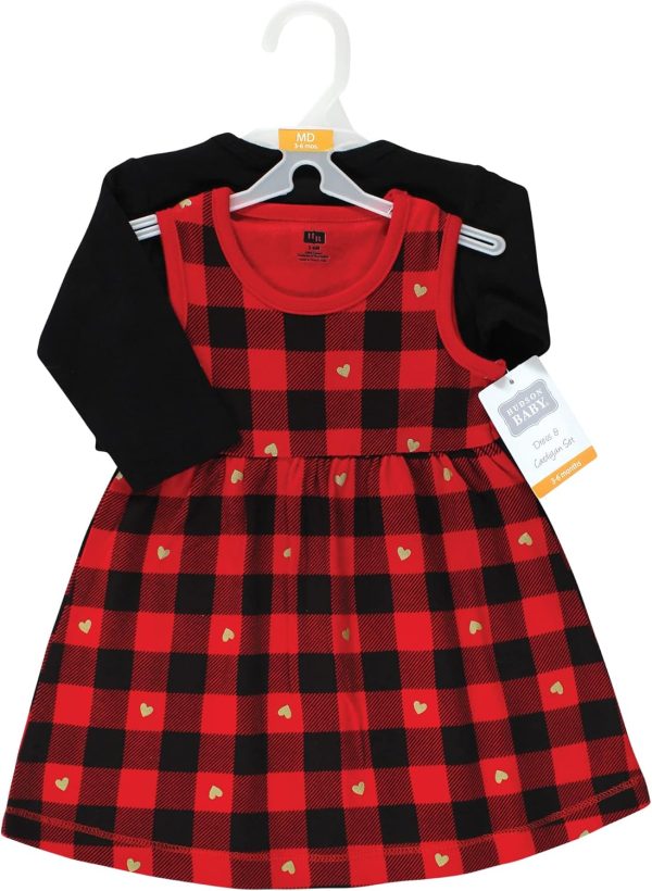 Hudson Baby Baby Girls' Cotton Dress and Cardigan Set - Image 150