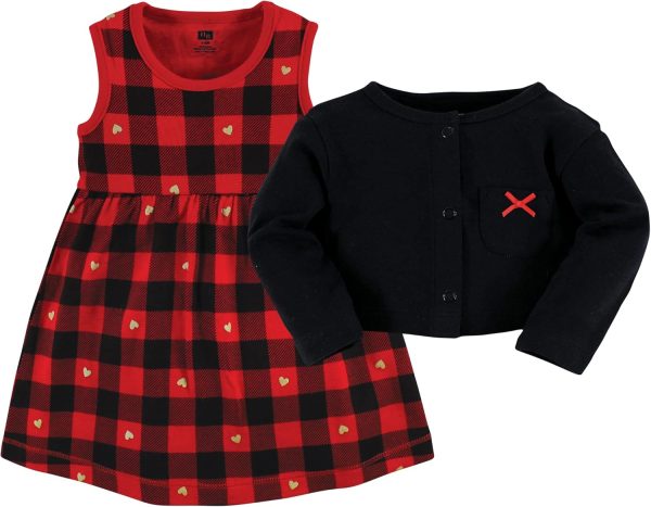 Hudson Baby Baby Girls' Cotton Dress and Cardigan Set - Image 151
