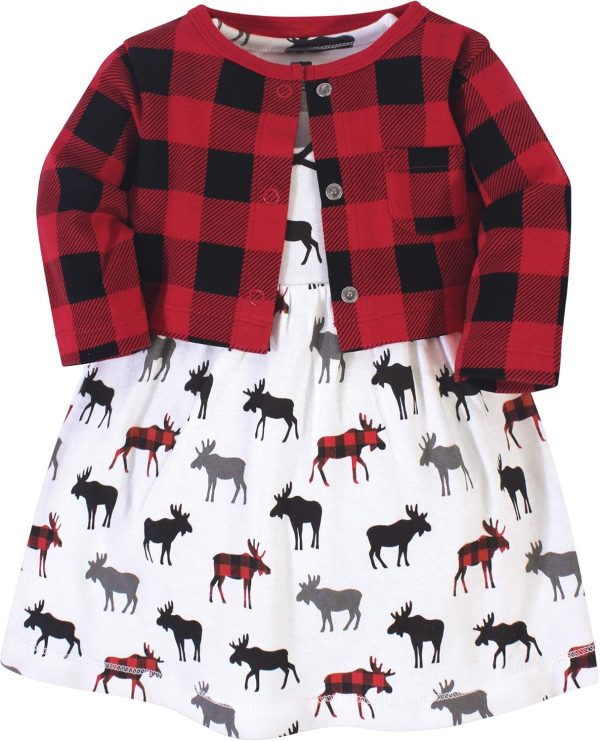 Hudson Baby Baby Girls' Cotton Dress and Cardigan Set - Image 154