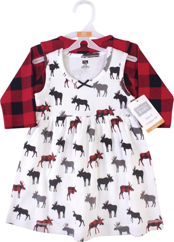 Hudson Baby Baby Girls' Cotton Dress and Cardigan Set - Image 155