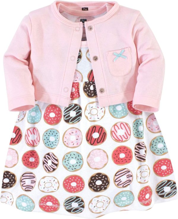 Hudson Baby Baby Girls' Cotton Dress and Cardigan Set - Image 157