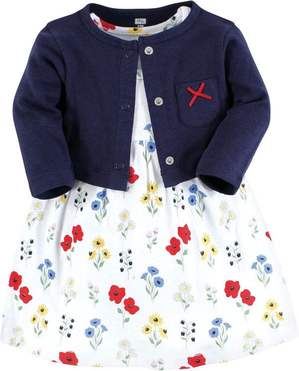 Hudson Baby Baby Girls' Cotton Dress and Cardigan Set - Image 158