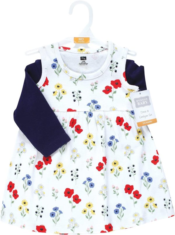 Hudson Baby Baby Girls' Cotton Dress and Cardigan Set - Image 159