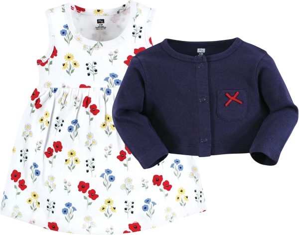 Hudson Baby Baby Girls' Cotton Dress and Cardigan Set - Image 160