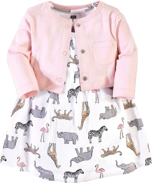 Hudson Baby Baby Girls' Cotton Dress and Cardigan Set - Image 161