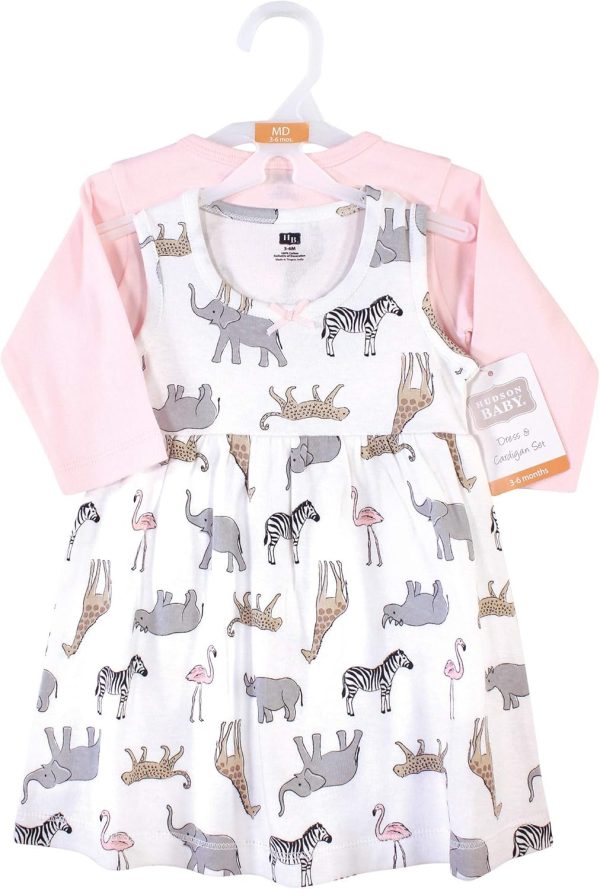 Hudson Baby Baby Girls' Cotton Dress and Cardigan Set - Image 162