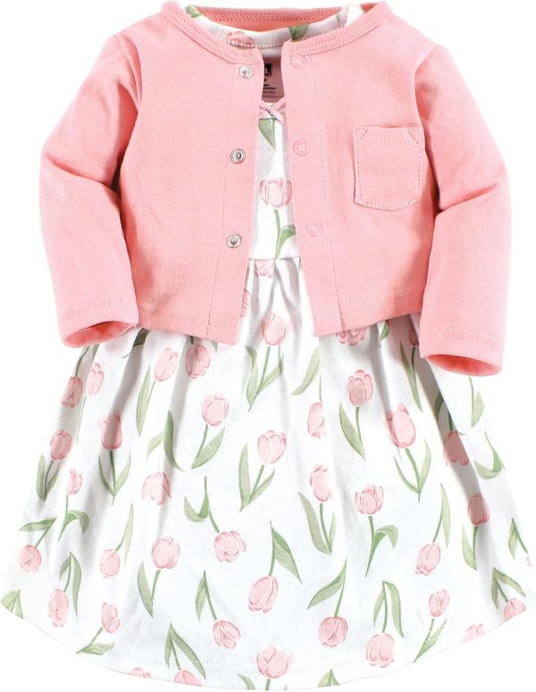 Hudson Baby Baby Girls' Cotton Dress and Cardigan Set - Image 164