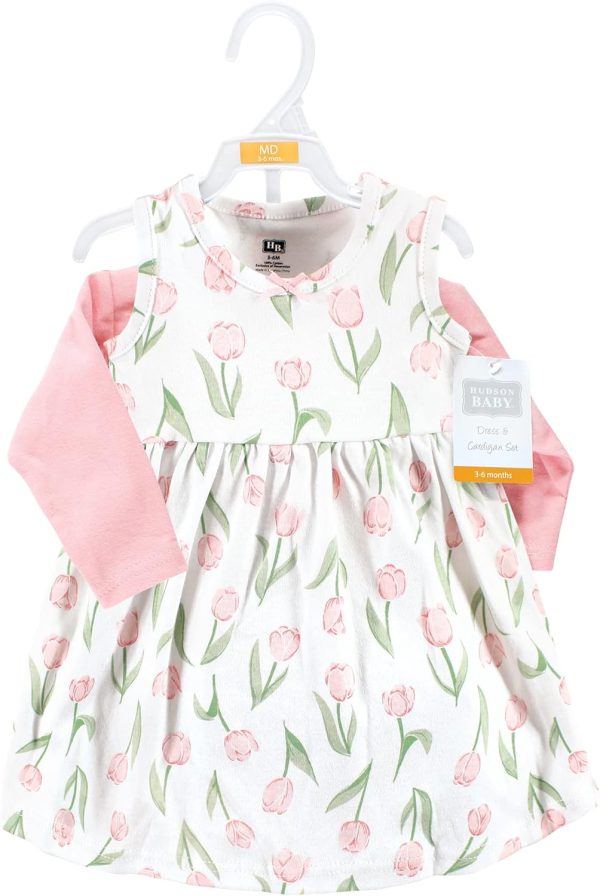 Hudson Baby Baby Girls' Cotton Dress and Cardigan Set - Image 165