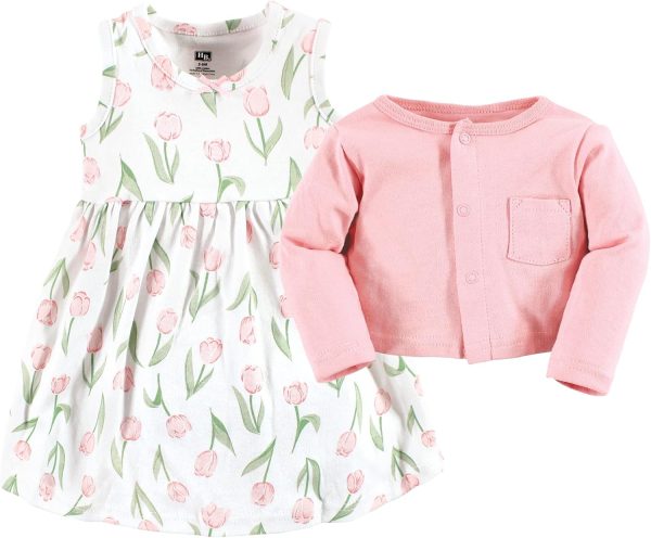 Hudson Baby Baby Girls' Cotton Dress and Cardigan Set - Image 166