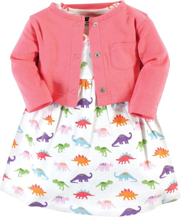 Hudson Baby Baby Girls' Cotton Dress and Cardigan Set - Image 169