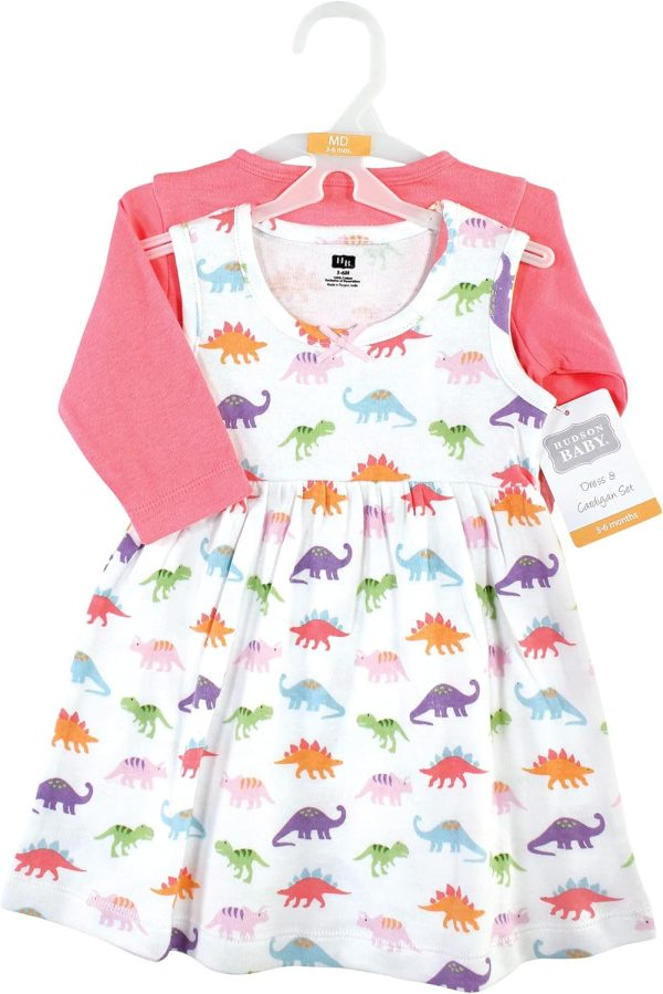 Hudson Baby Baby Girls' Cotton Dress and Cardigan Set - Image 170