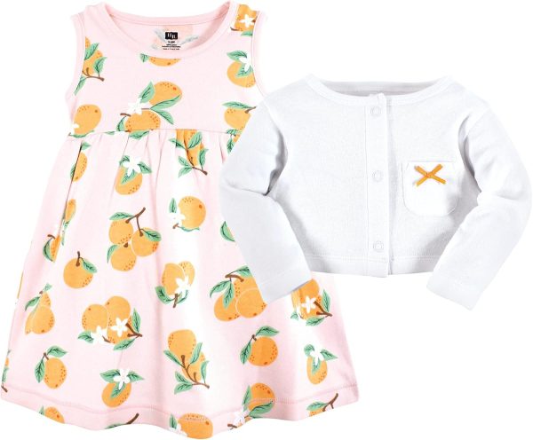 Hudson Baby Baby Girls' Cotton Dress and Cardigan Set - Image 181