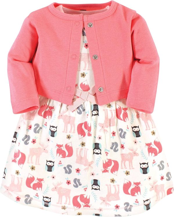 Hudson Baby Baby Girls' Cotton Dress and Cardigan Set - Image 182