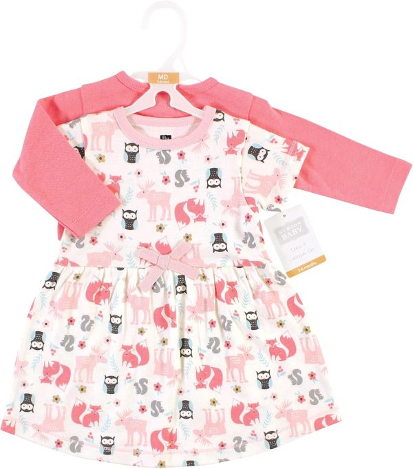 Hudson Baby Baby Girls' Cotton Dress and Cardigan Set - Image 183