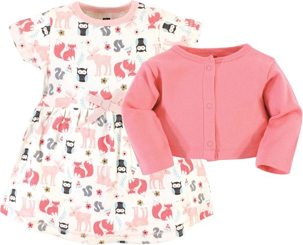 Hudson Baby Baby Girls' Cotton Dress and Cardigan Set - Image 184