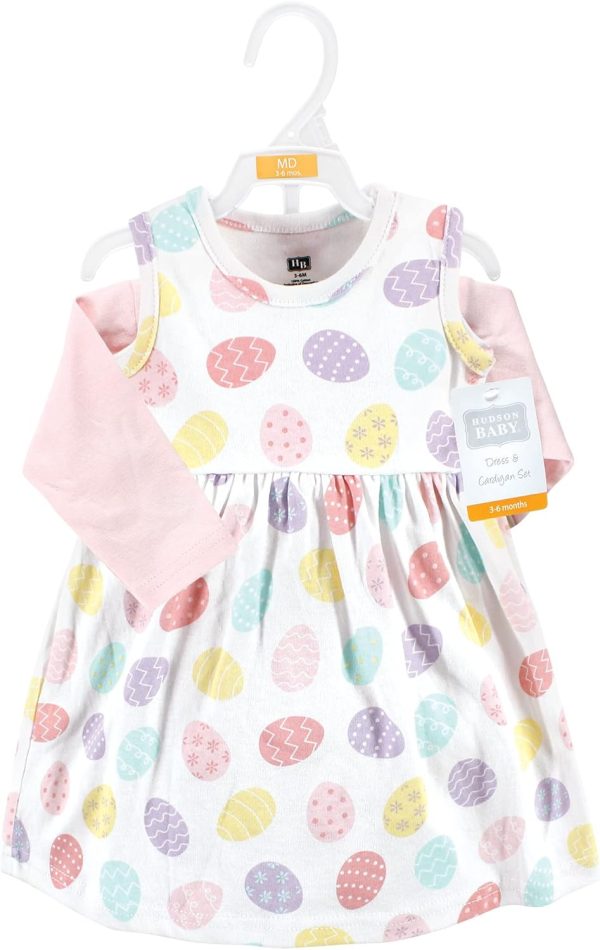 Hudson Baby Baby Girls' Cotton Dress and Cardigan Set - Image 188