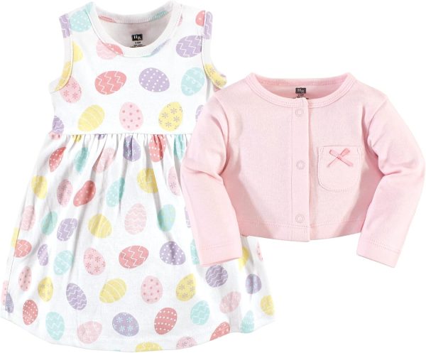 Hudson Baby Baby Girls' Cotton Dress and Cardigan Set - Image 189